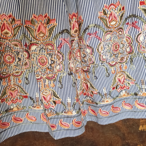 Navy Pinstripe Aline Embroidered Skirt -XL - Picture 6 of 6